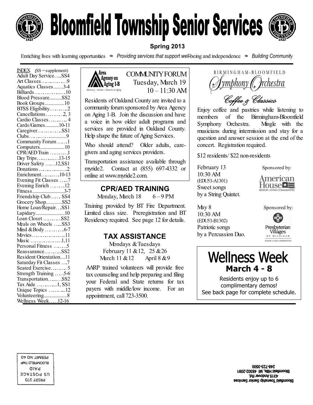 2013 Spring Senior Newsletter