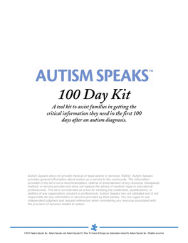 Autism Speaks Does Not Provide Medical Or Legal Advice Or Services