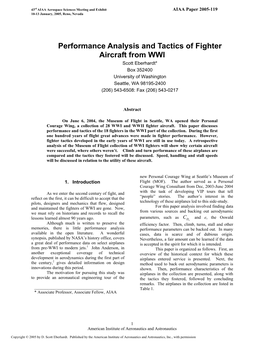 Performance Analysis and Tactics of Fighter Aircraft From