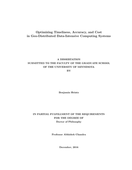 Optimizing Timeliness, Accuracy, and Cost in Geo-Distributed Data-Intensive Computing Systems