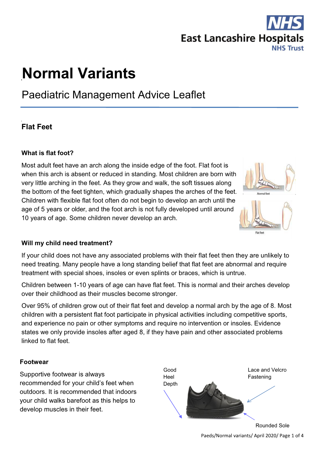 Normal Variants Paediatric Management Advice Leaflet