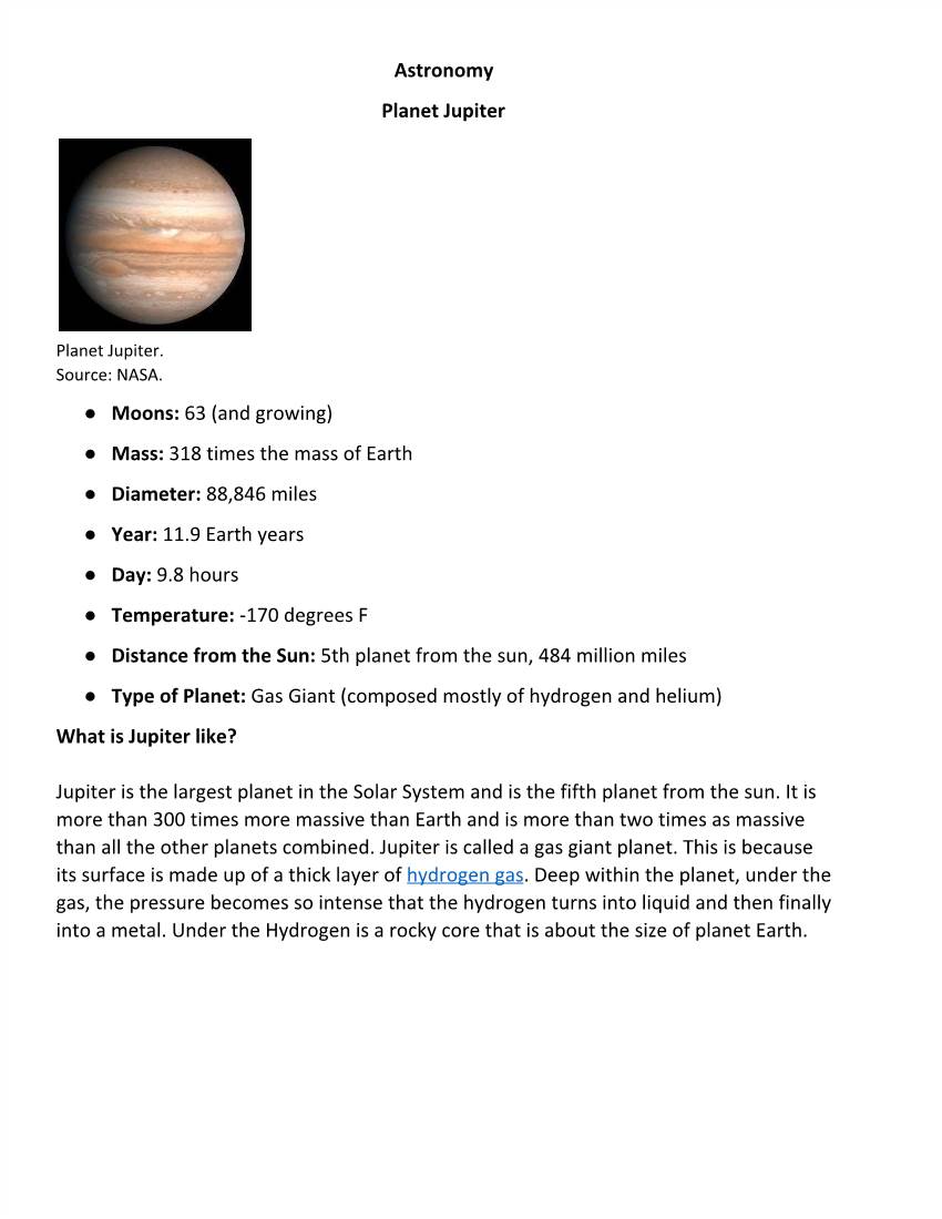 Astronomy: Planet Jupiter