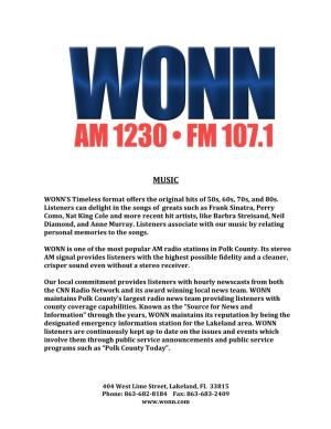 WONN's Timeless Format Offers the Original Hits of 50S, 60S, 70S, And