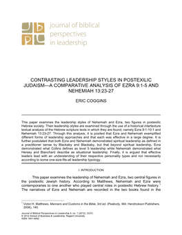 Contrasting Leadership Styles in Postexilic Judaism—A Comparative Analysis of Ezra 9:1-5 and Nehemiah 13:23-27