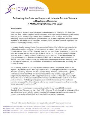 Estimating the Costs and Impacts of Intimate Partner Violence in Developing Countries a Methodological Resource Guide
