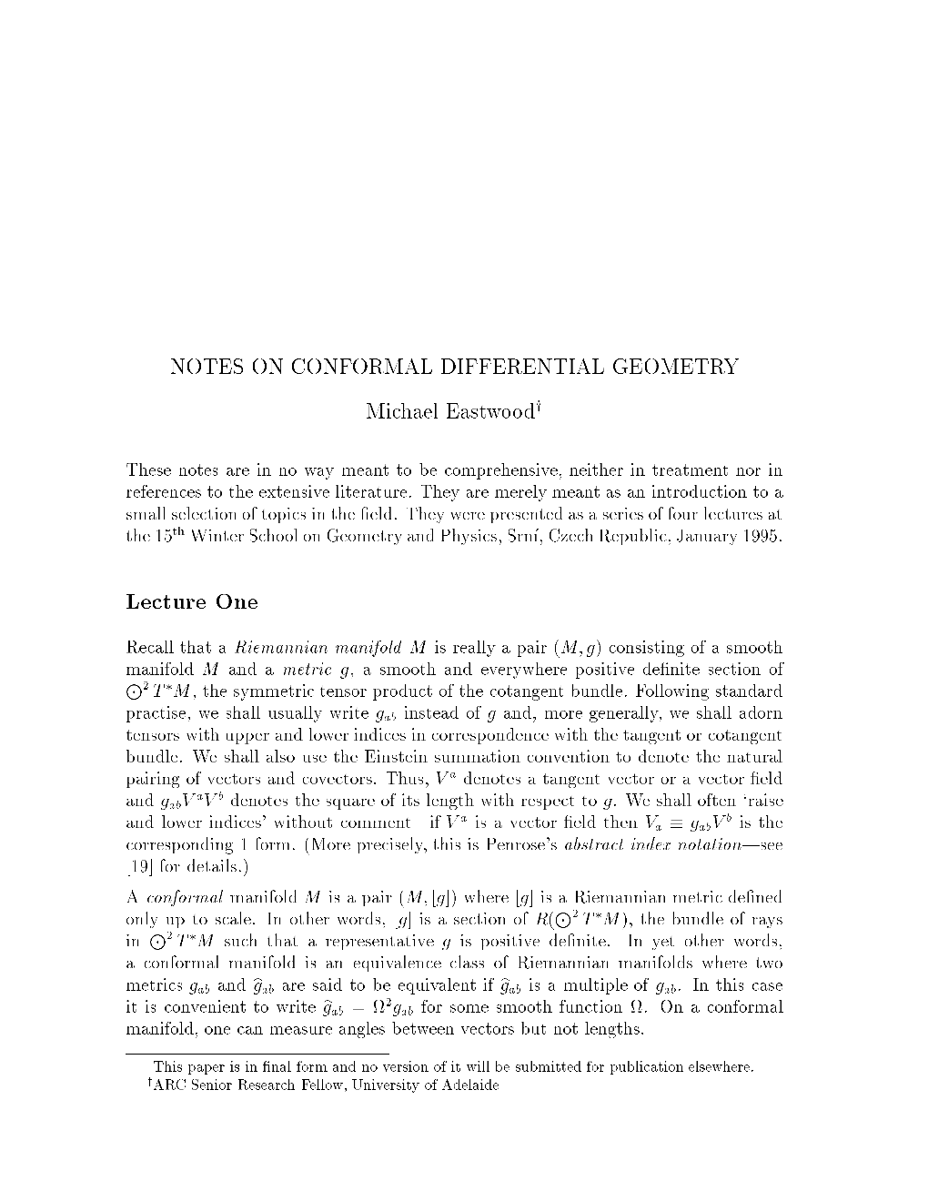 Conformal Differential Geometry