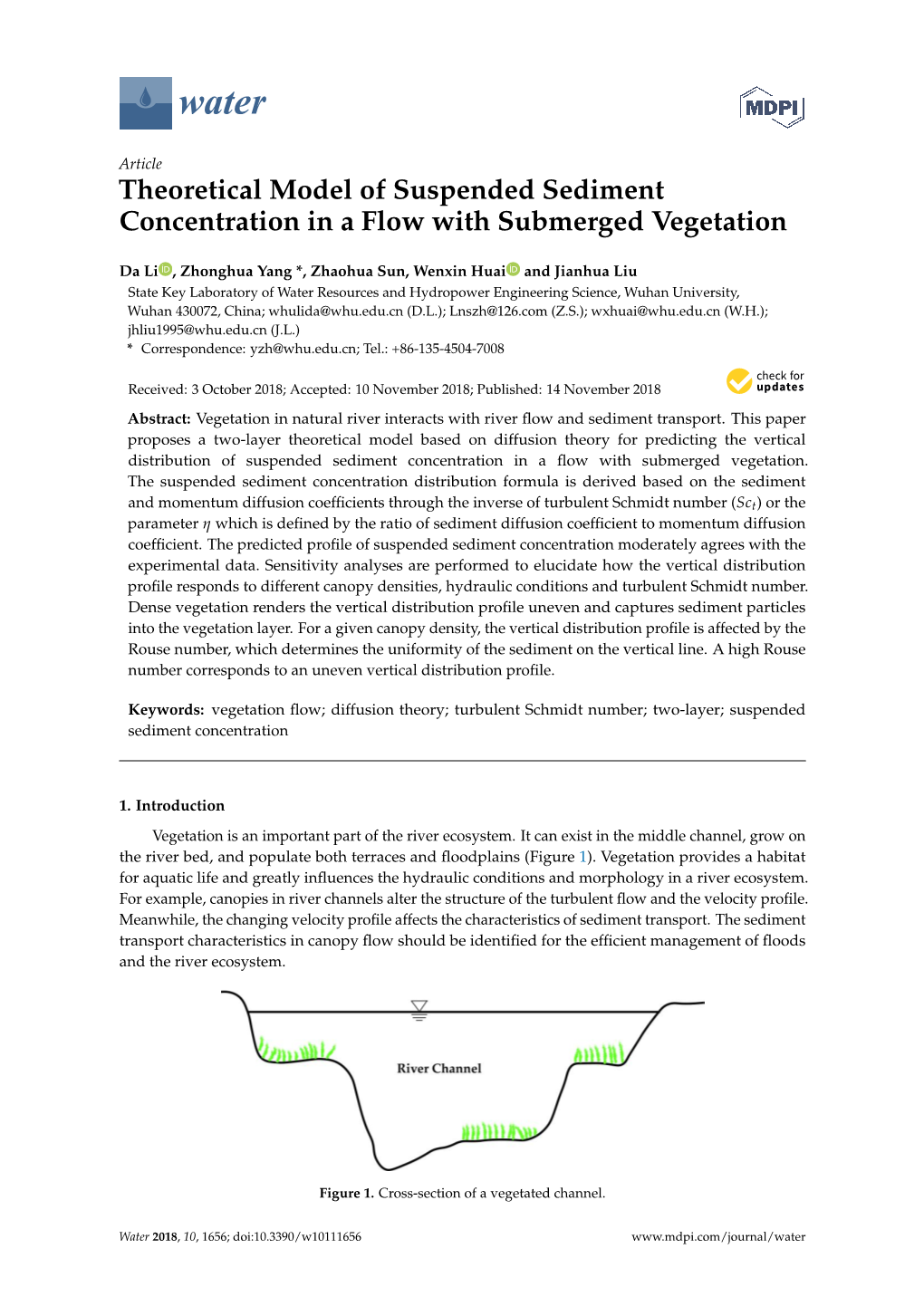Theoretical Model of Suspended Sediment Concentration in a Flow with Submerged Vegetation