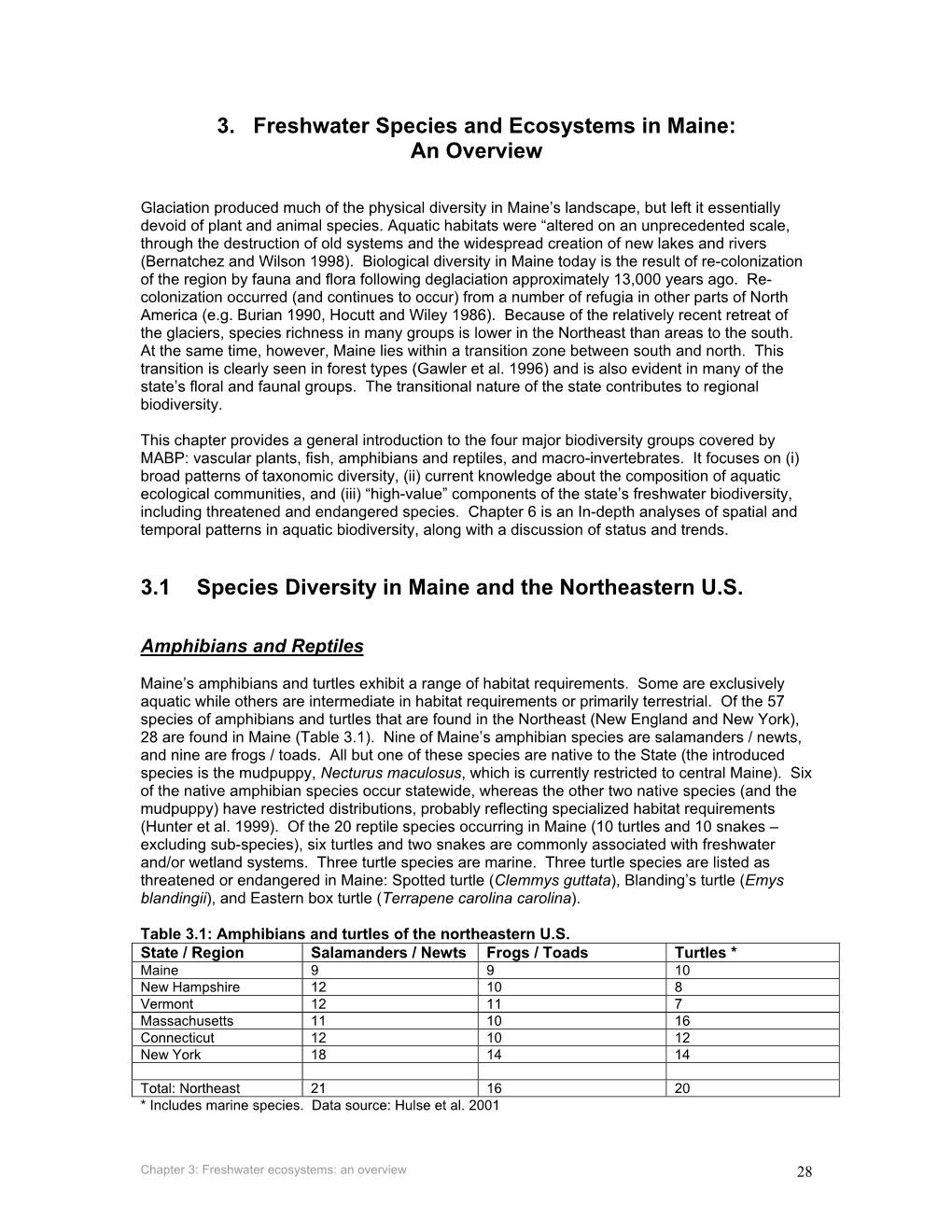 3. Freshwater Species and Ecosystems in Maine: an Overview