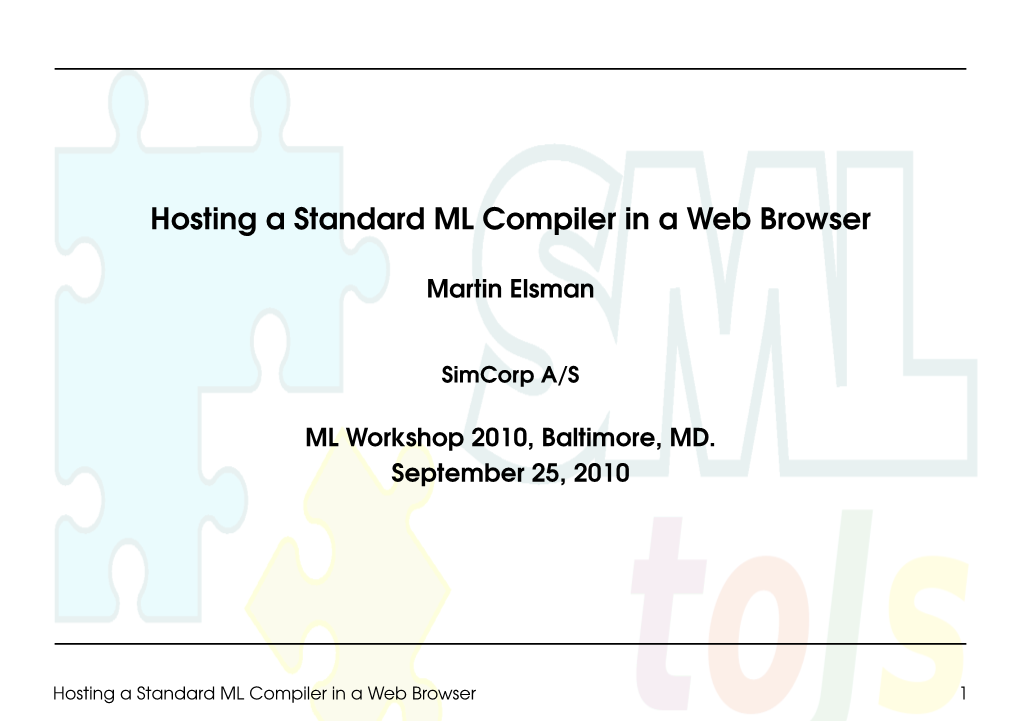 Hosting a Standard ML Compiler in a Web Browser