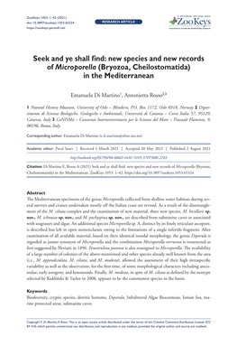 Seek and Ye Shall Find: New Species and New Records of Microporella (Bryozoa, Cheilostomatida) in the Mediterranean