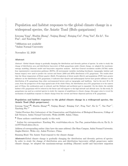 Population and Habitat Responses to the Global Climate Change in A