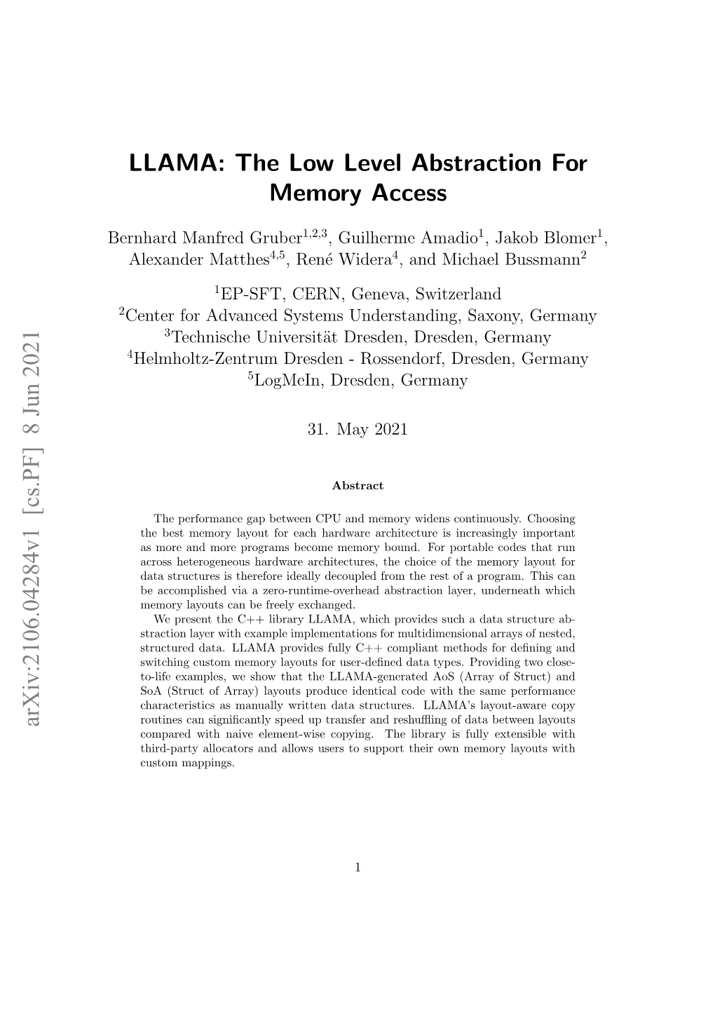 LLAMA: the Low Level Abstraction for Memory Access