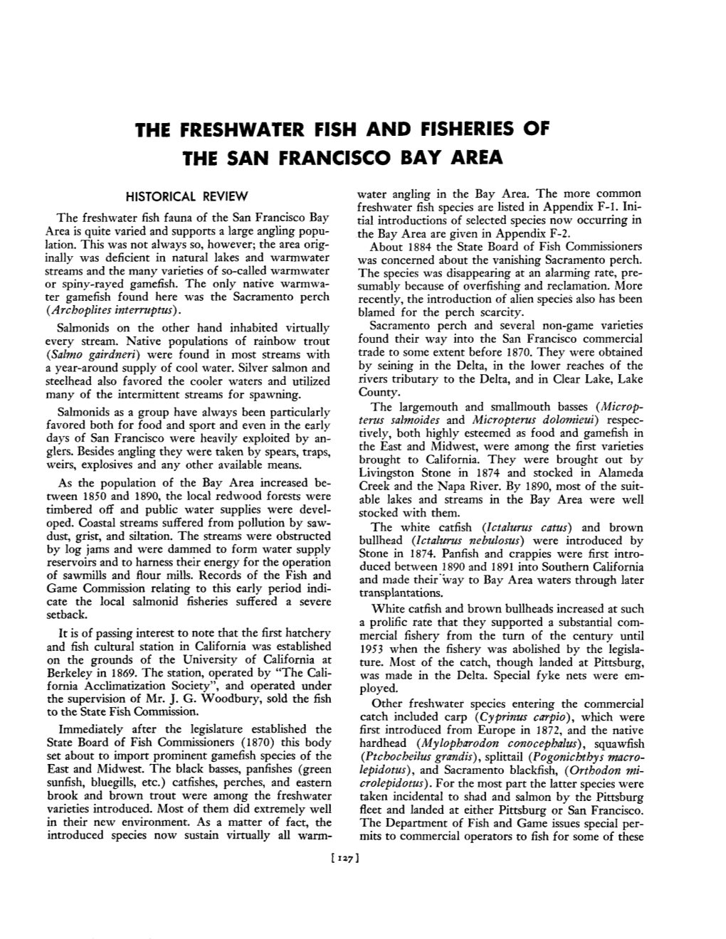 An Historical Review of the Fish and Wildlife Resources of the San