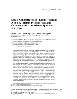 Serum Vitamins in Nine Primate Species.Pdf