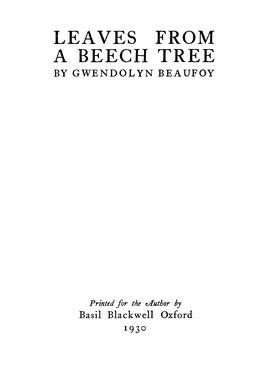 Leaves from a Beech Tree by Gwendolyn Beaufoy
