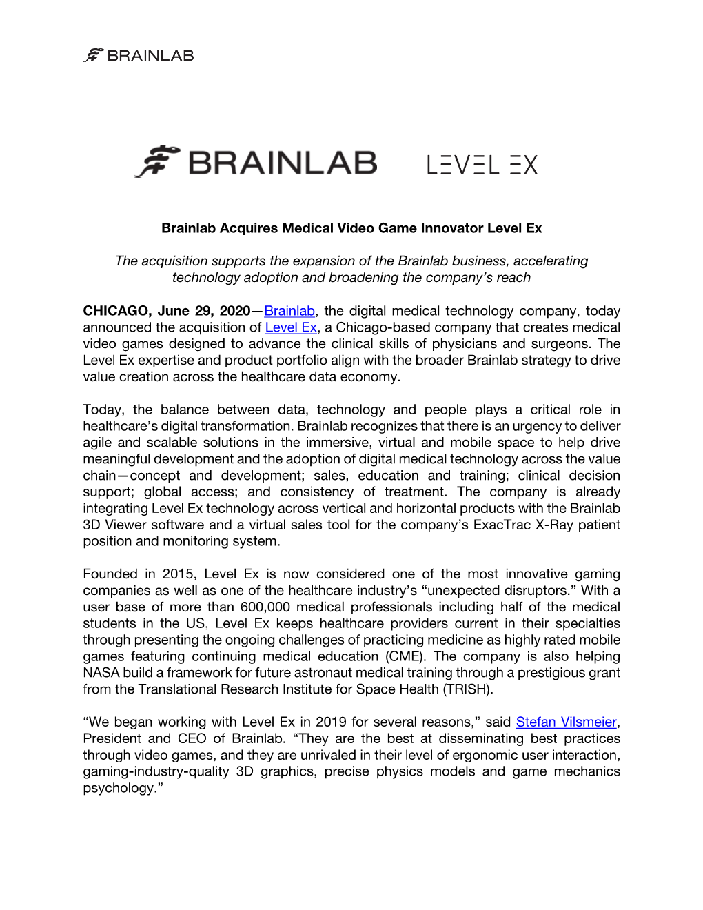 Brainlab Acquires Medical Video Game Innovator Level Ex The