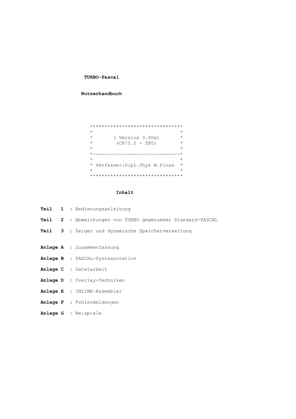 TURBO-Pascal Nutzerhandbuch