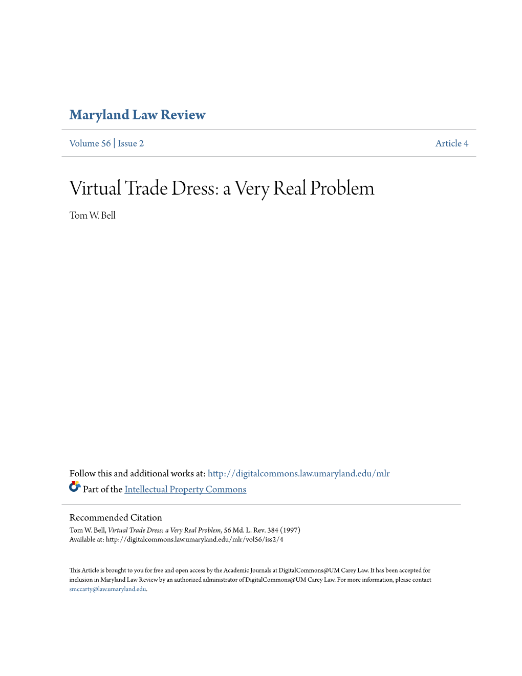 Virtual Trade Dress: a Very Real Problem Tom W