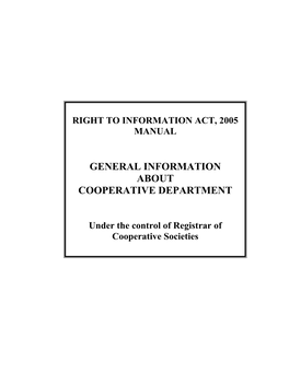 General Information About Cooperative Department