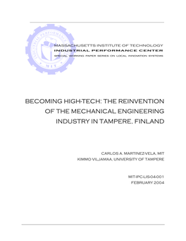 The Reinvention of the Mechanical Engineering Industry in Tampere, Finland