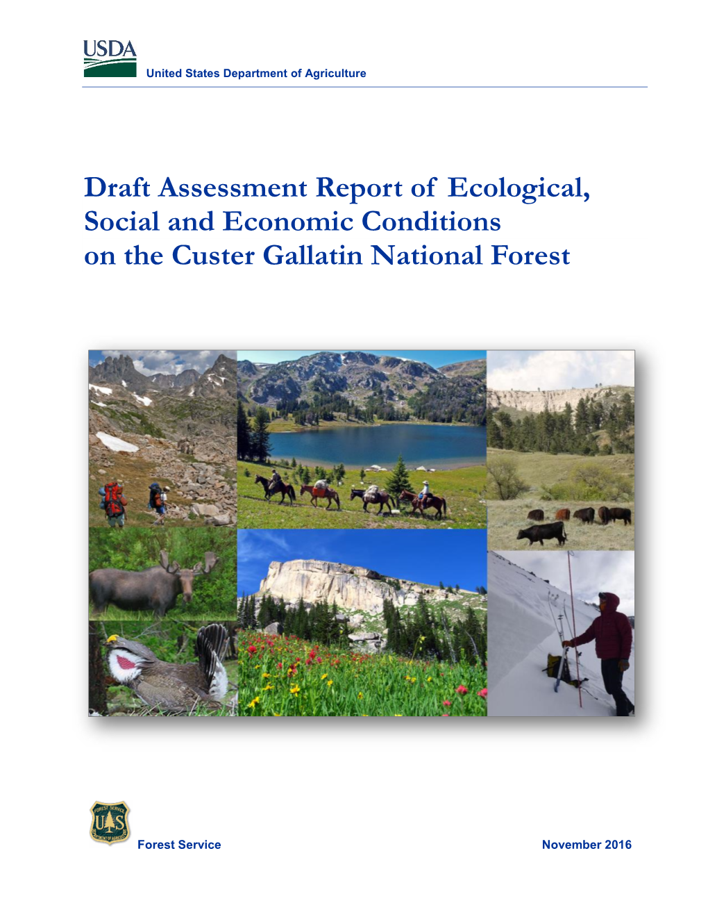 Draft Assessment Report of Ecological, Social and Economic Conditions on the Custer Gallatin National Forest