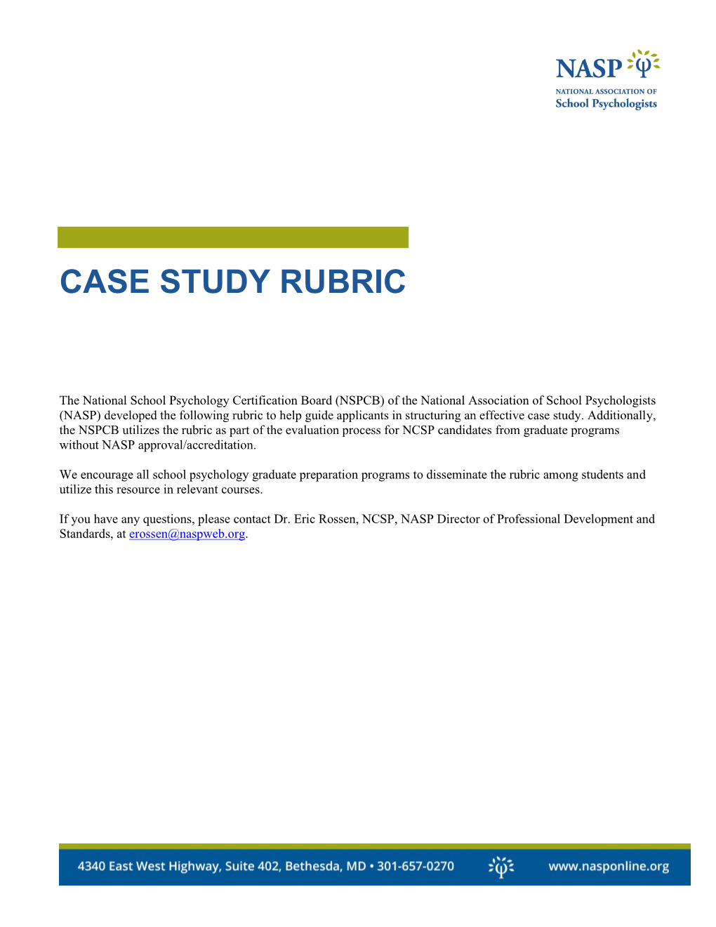 Case Study Evaluation Rubric