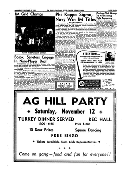 IF Saturday, November 12 + TURKEY DINNER SERVED REC HALL 5:00 - 6:45 Price $L.OO 10 Door Prizes Square Dancing FREE BINGO