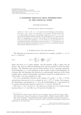 A Modified Riemann Zeta Distribution in the Critical Strip