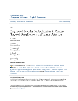 Engineered Peptides for Applications in Cancer-Targeted Drug Delivery and Tumor Detection