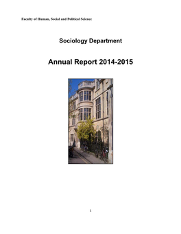 2014-2015 Department of Sociology Annual Report