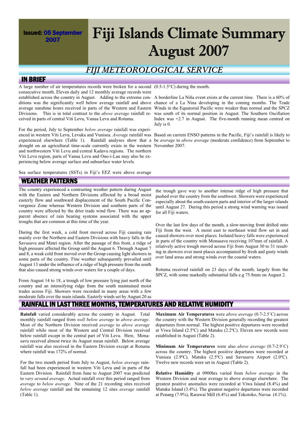 Climate Summary August 07.Pub