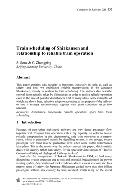 Train Scheduling of Shinkansen and Relationship to Reliable Train Operation