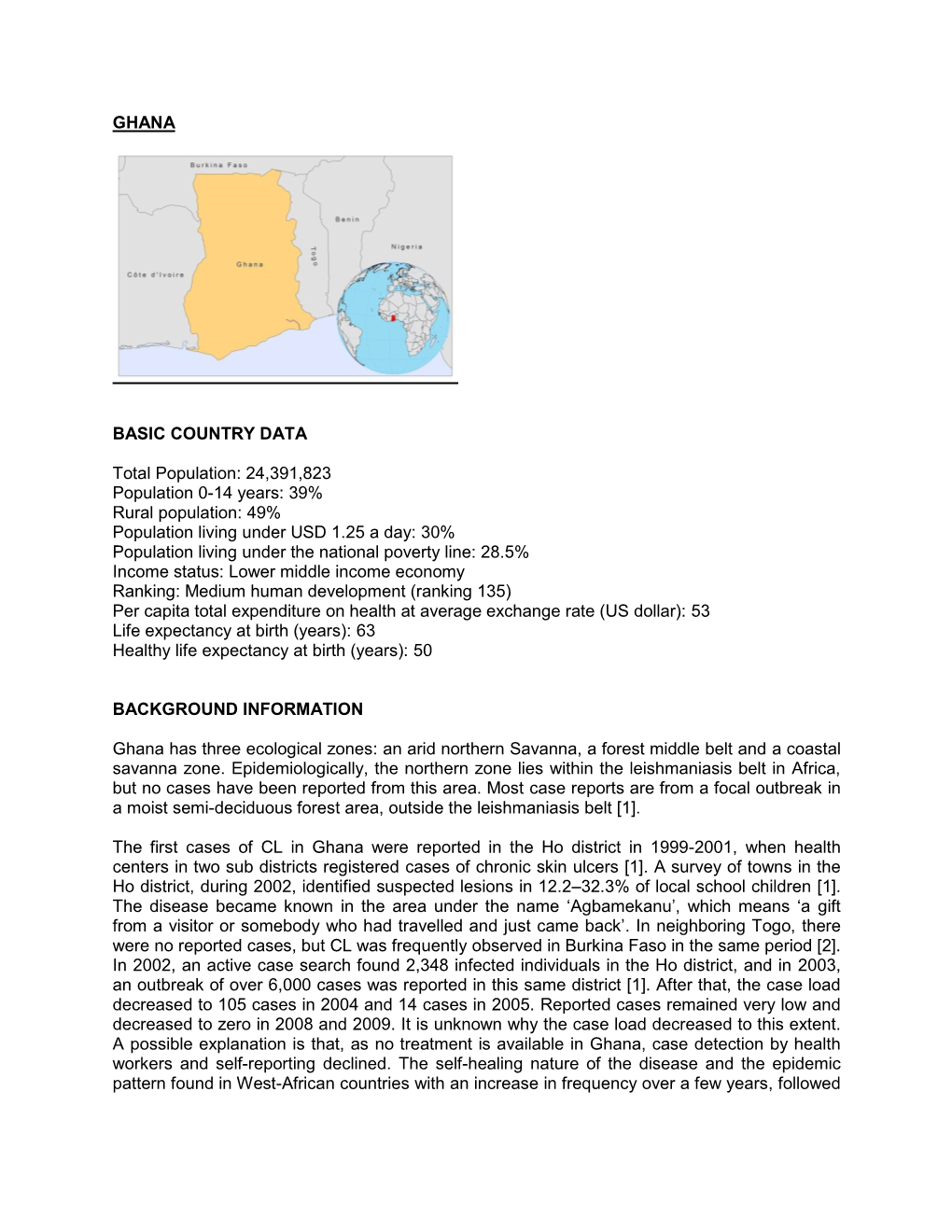 GHANA BASIC COUNTRY DATA Total Population