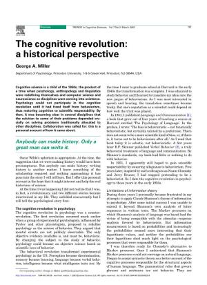 The Cognitive Revolution: a Historical Perspective