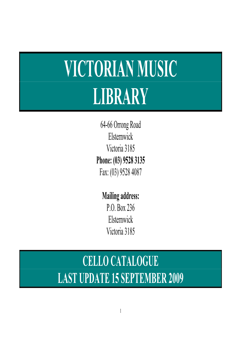 Victorian Music Library