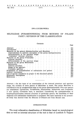 Foraminiferida) from Miocene of Poland Part I