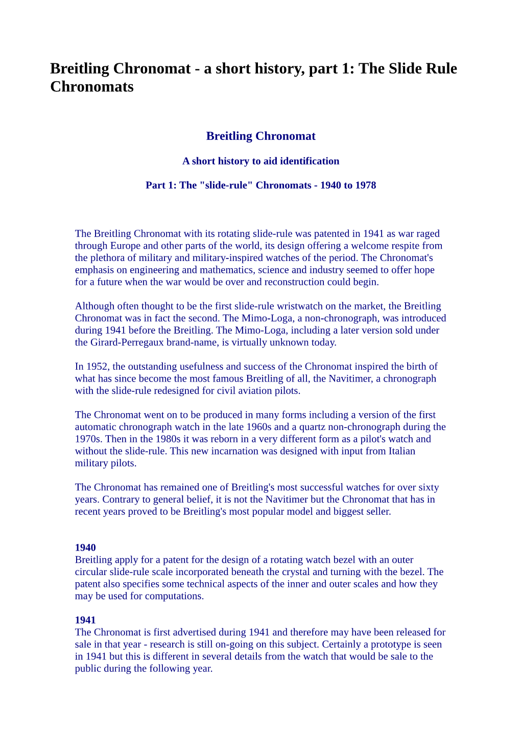 Breitling Chronomat - a Short History, Part 1: the Slide Rule Chronomats