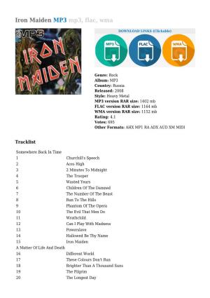 Iron Maiden MP3 Mp3, Flac, Wma