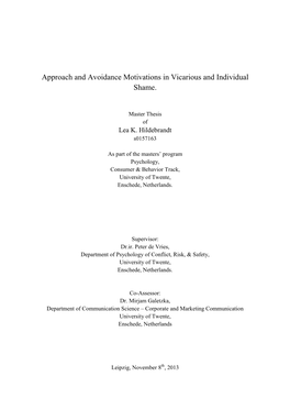 Approach and Avoidance Motivations in Vicarious and Individual Shame