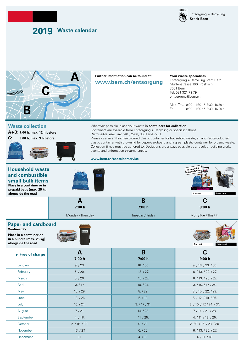 2019 Waste Calendar