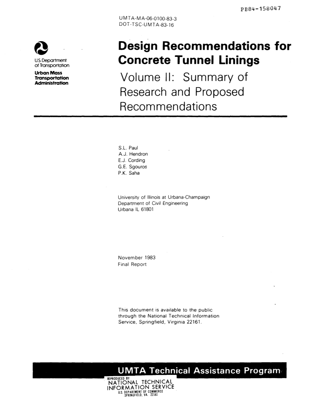 Design Recommendations for Concrete Tunnel Linings