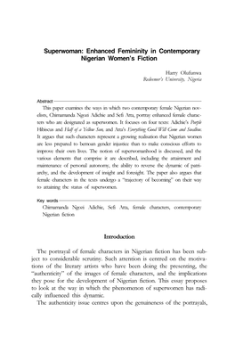 Superwoman: Enhanced Femininity in Contemporary Nigerian Women's
