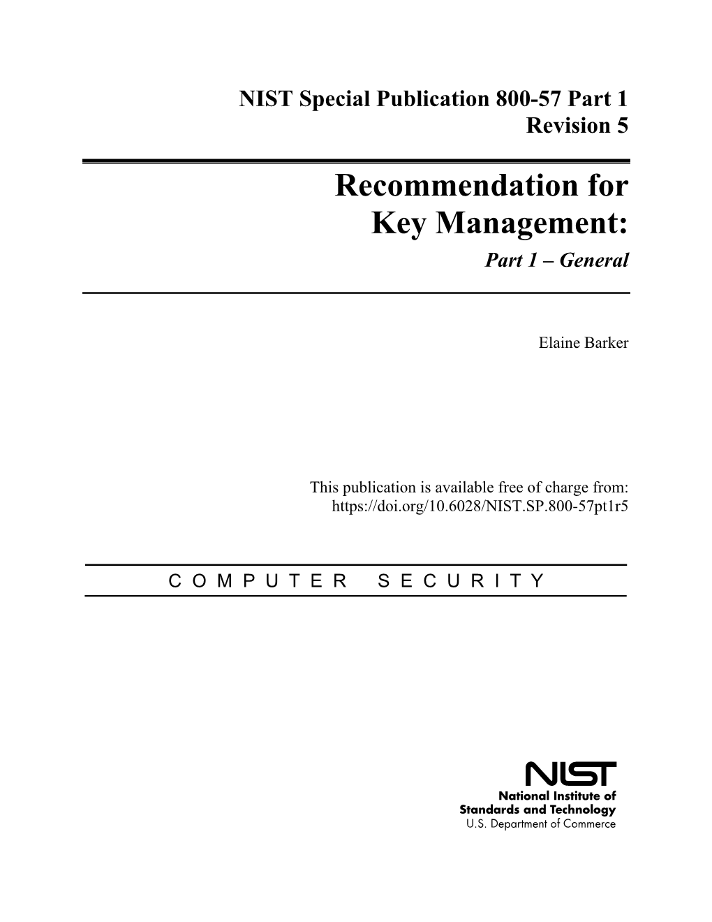 Recommendation for Key Management: Part 1 – General