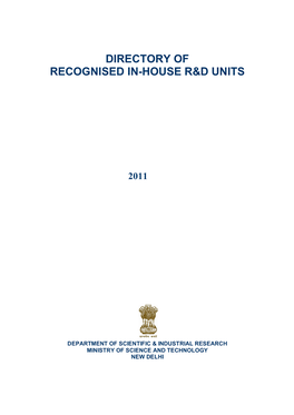 Directory of Recognised In-House R&D Units