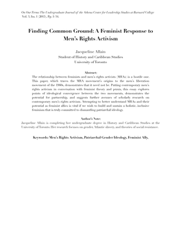 Finding Common Ground: a Feminist Response to Men's Rights Activism