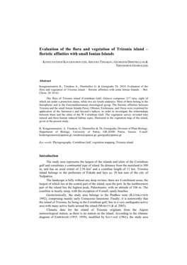 Evaluation of the Flora and Vegetation of Trizonia Island – Floristic Affinities with Small Ionian Islands