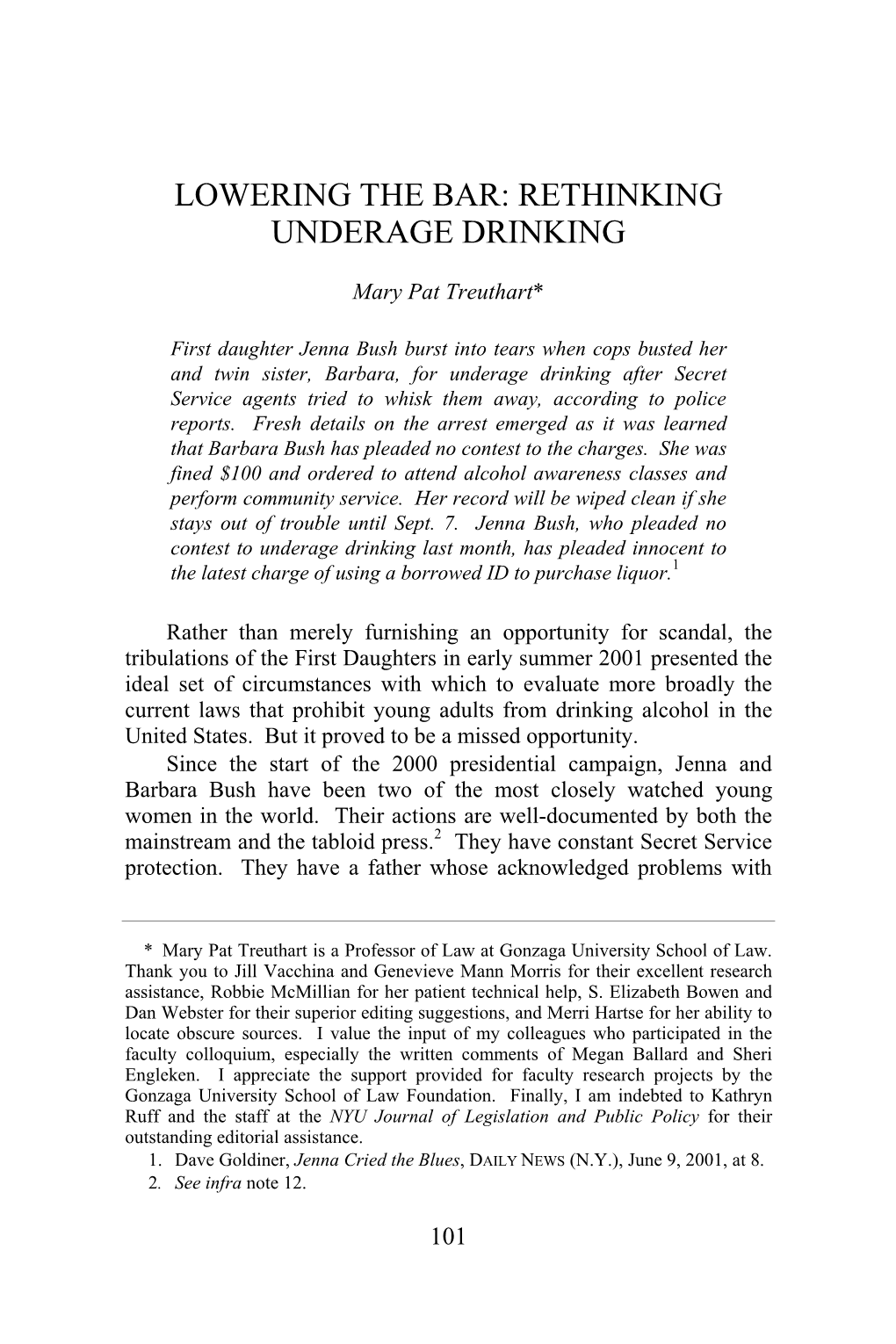 Lowering the Bar: Rethinking Underage Drinking