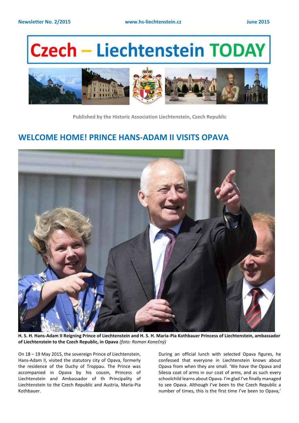 Welcome Home! Prince Hans-Adam Ii Visits Opava