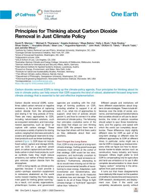 Principles for Thinking About Carbon Dioxide Removal in Just Climate Policy