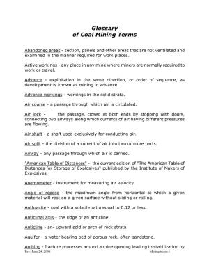 Glossary of Coal Mining Terms